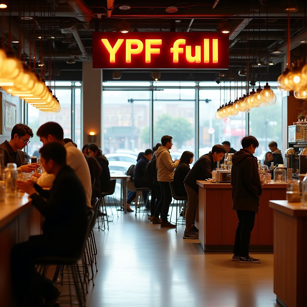 Interior moderno y concurrido de una tienda YPF Full